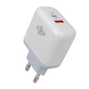 Зарядка для телефона LP 45W (Type-C+USB) QC + кабель (Type-C to Type-C) 45WCH lp-LP30321 фото