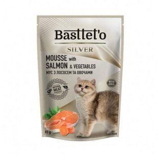 BASTTET`O Мус з лососем та овочами для котів 85 г.жб Silver km-47687 фото