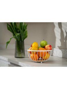 Кошик Ardesto Midori, 25*25*13 см, метал, дерево, білий vt-AR0904W фото