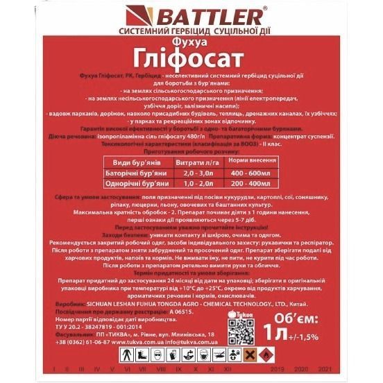 Гербицид сплошного действия Фухуа Глифосат, 1 л 0186 фото