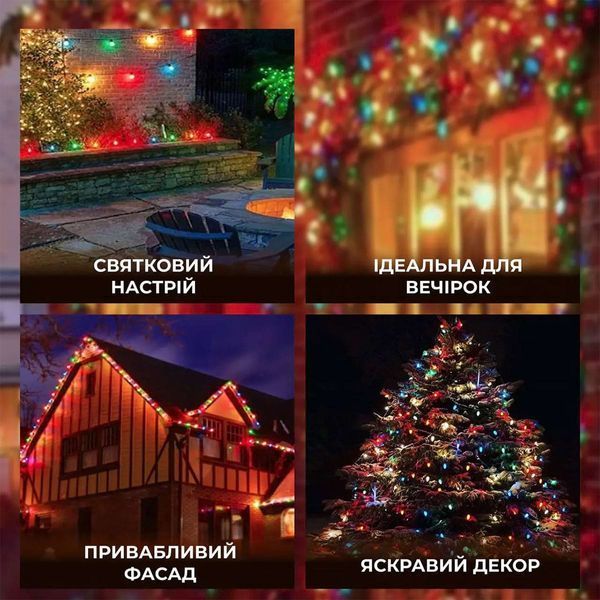 Гирлянда уличная в стиле ретро светодиодная мультиколор S14 на 10 LED ламп длиной 5 метров lg-S14ML фото