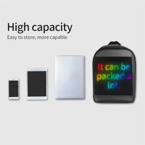 Рюкзак с полноцветным LED-экраном, свои анимации через приложение, 20-39 л led-t3 фото
