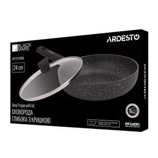 Сковорода глибока з кришкою Ardesto Black Mars Alcor, 24см, алюміній, чорний vt-AR1924BML фото