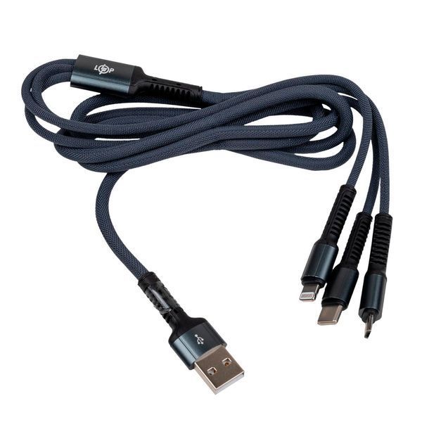 Кабель (шнур) LP 3 в 1 USB 3.0 to Type-C/Lightning/Micro-USB 1м (C20CM) lp-LP30339 фото