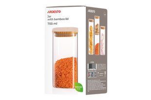 Банка для зберігання Ardesto Midori 700мл, скло, бамбук, квадратна, прозорий vt-AR1370BBS фото