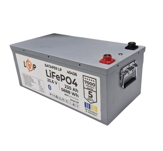 Акумулятор LP LiFePO4 25,6V - 230 Ah (5888Wh) (BMS 200A/100А) металл Smart BT lp-LP40436 фото