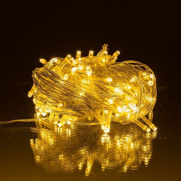 Новогодняя гирлянда комнатная нить 10 м 120 LED комнатная гирлянда белый провод Желтый свет lg-W120LED10MWY фото