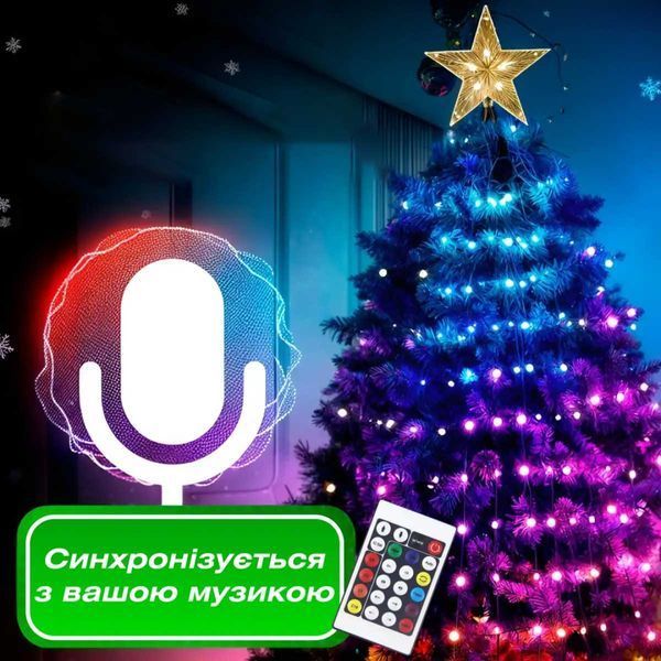 Розумна гірлянда Smart 250 LED довжина 2,5 м з керуванням смартфона прозора, мультиколор lg-1733044W фото