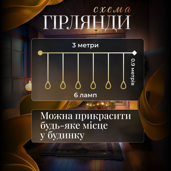 Гирлянда штора с фигурками Воздушный шар 3 метра 6 ламп теплый белый свет lg-6L3MBAL фото