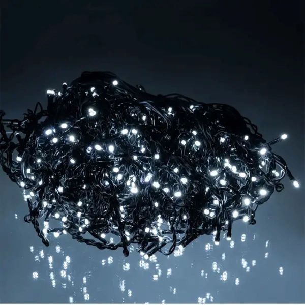 Новорічна гірлянда вулична Бахрома 36 м 600 LED чорний провід Білий lg-36MBW фото
