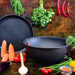 Казан узбецький WOK Maysternya 15 л д. 40 см з кришкою-сковородою vt-V15СР фото