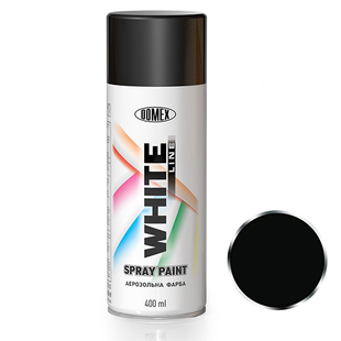 Аэрозольный баллон, DOMEX WHITE LINE, черная глянцевая RAL9005, 400 мл 2609084423 фото