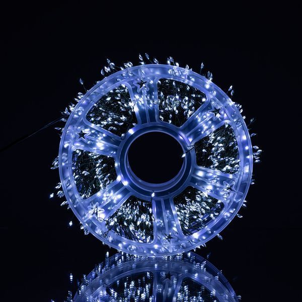 Гірлянда-нитка Роса Хвойна лапа 2000 LED 100 метрів зелена нитка білий Garlando lg-D2000L100MGW фото