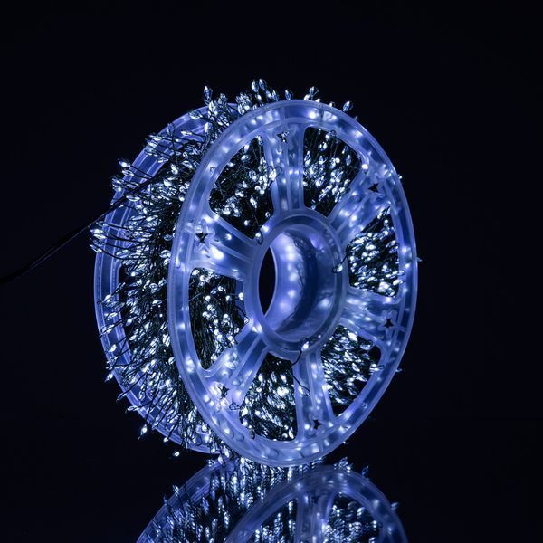 Гірлянда-нитка Роса Хвойна лапа 2000 LED 100 метрів зелена нитка білий Garlando lg-D2000L100MGW фото