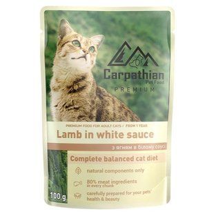 Carpathian Вологий корм для котів 100 г. Ягня у білому соусі km-47600 фото