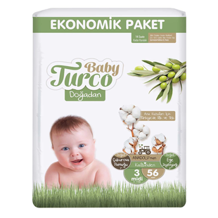 Підгузки дитячі Baby Turco 3 midi, 56 шт 0321 фото