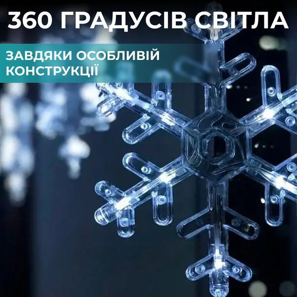 Гірлянда світлодіодна штора GarlandoPro сніжинка і зірка 12 фігур 3х1м гірлянда зірка Білий lg-1733064W фото