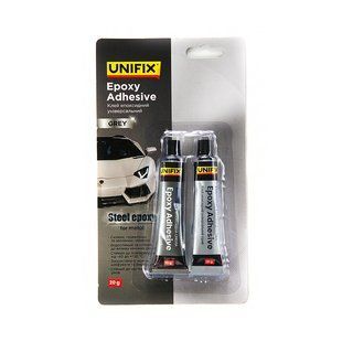 Клей епоксидний двокомпонентний для металу тюбик (сірий) 20 г (UNIFIX) PLX-940027 фото