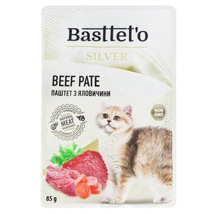 BASTTET`O Паштет - мус з яловичиною 85 г., для котів пауч Silver km-47695 фото