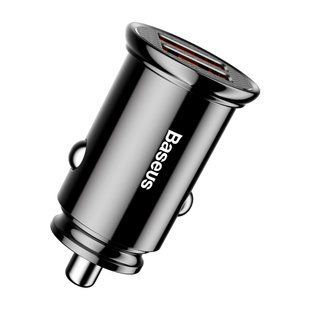 Автомобільний зарядний пристрій Baseus Circular Plastic A+A 30W Dual QC3.0 Чорний (CCALL-YD01) lp-LP16606 фото