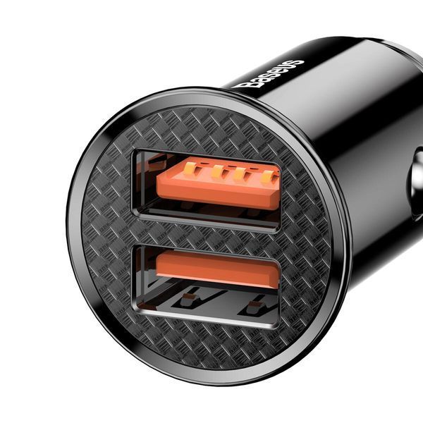Автомобільний зарядний пристрій Baseus Circular Plastic A+A 30W Dual QC3.0 Чорний (CCALL-YD01) lp-LP16606 фото