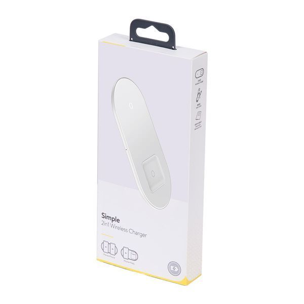 Беспроводное зарядное устройство Baseus Simple 18W 2 in 1 Белый (WXJK-02) lp-LP16611 фото
