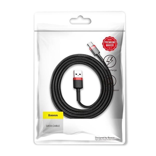 Кабель Baseus Cafule USB 2.0 to Type-C 3A 1M Чорний/Червоний (CATKLF-B91) lp-LP16655 фото