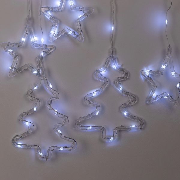 Гирлянда штора светодиодная GarlandoPro звезда и елка 120LED 3х0,9 м 8 режимов Белый lg-1733071W фото