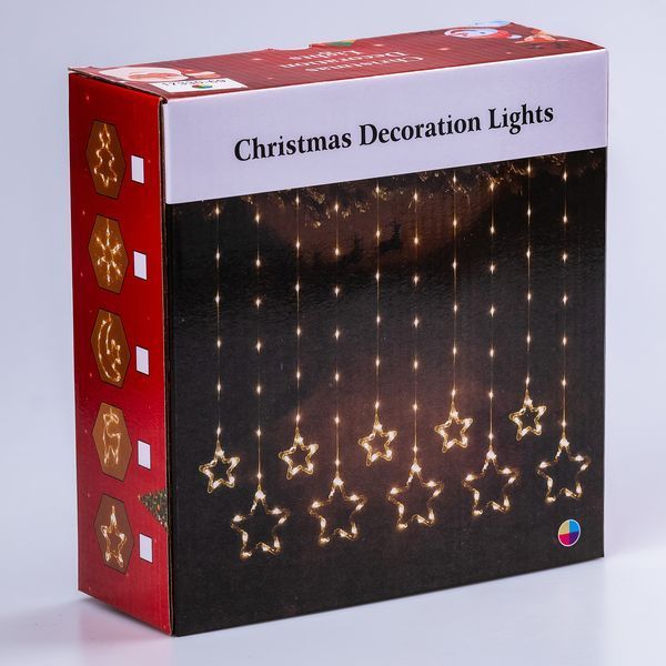Гирлянда штора светодиодная GarlandoPro звезда и елка 120LED 3х0,9 м 8 режимов Белый lg-1733071W фото