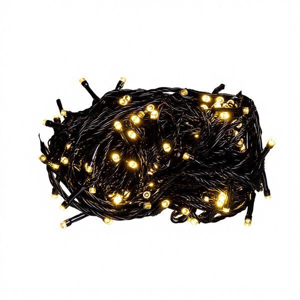 Новогодняя гирлянда комнатная нить 22 м 220 LED черный провод Желтый lg-W220LED22MBY фото