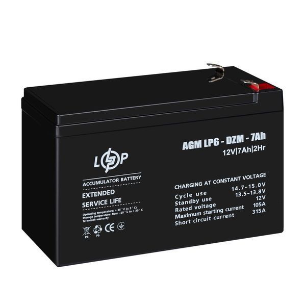 Розпродаж (16152) Тяговий свинцево-кислотний AGM Акумулятор LP 6-DZM-7 Ah (02-2024) lp-LP38266 фото