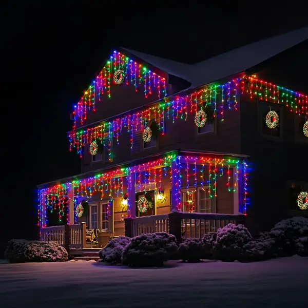 Вулична гірлянда Бахрома 50 м 600 LED білий провід Мультиколір lg-50MWML фото