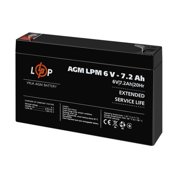 Акумулятор AGM LPM 6V - 7.2 Ah lp-LP3859 фото