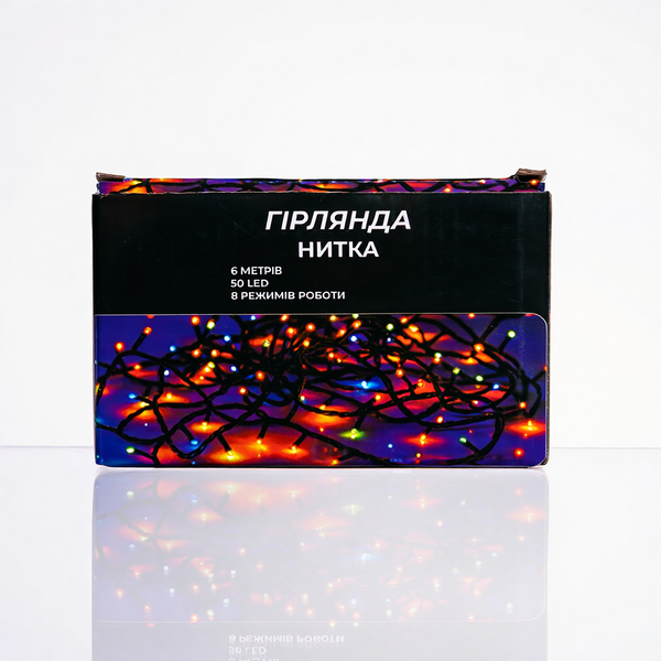 Новорічна кімнатна гірлянда нитка 6 м 50 LED білий провід Білий lg-W50LED6MWW фото